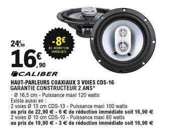 E.Leclerc L'Auto Caliber Haut-parleurs Coaxiaux 3 Voies Cds-16 offre