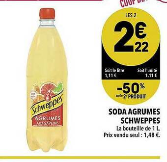 Soda Agrumes Schweppes -50% Sur Le 2e Produit