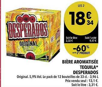 Bière Aromatisée Tequila Desperados -60% Sur Le 2ème Produit