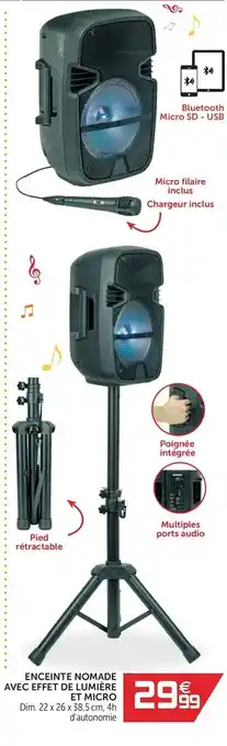 Gifi Enceinte nomade avec effet de lumière et micro offre