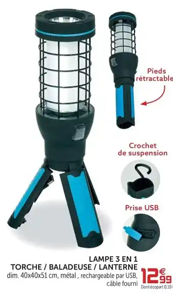 Gifi Lampe 3 en 1 torche / baladeuse / lanterne offre
