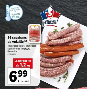 Lidl 24 Saucisses de volaille offre