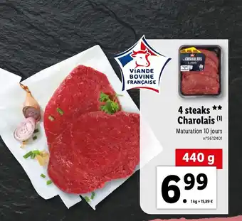 Lidl 4 Steaks charolais offre