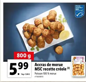 Lidl Accras de morue MSC recette créole offre
