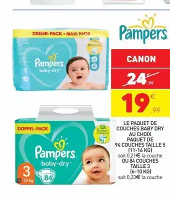 Stokomani Le paquet de couches baby dry au choix paquet de 94 couches taille 5 ou 84 couches taille 3 offre