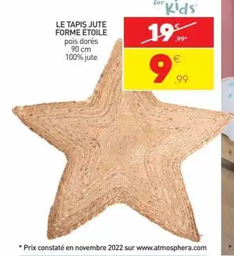 Stokomani Le tapis jute forme etoile offre