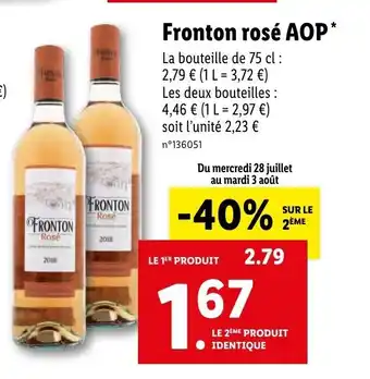 Lidl Fronton rosé AOP offre