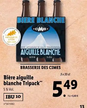 Lidl Bière aiguille blanche Tripack offre
