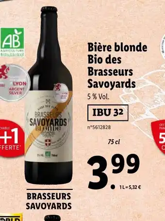 Lidl Bière blonde Bio des Brasseurs Savoyards offre