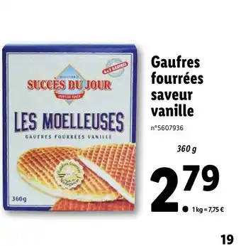 Lidl Gaufres fourrées saveur vanille offre