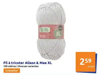 Action Fil à tricoter alison & mae XL offre