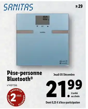 Lidl Pèse-personne bluetooth offre