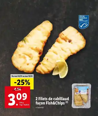 Lidl 2 filets de cabillaud faço fish&chips offre