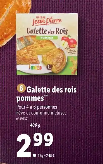 Lidl Galette des rois pommes offre