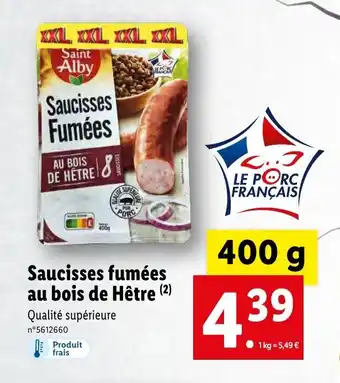 Lidl Saucisses fumées au bois de hêtre offre