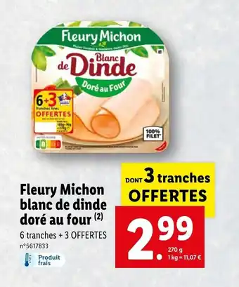 Lidl Fleury michon blanc de dinde doré au four offre