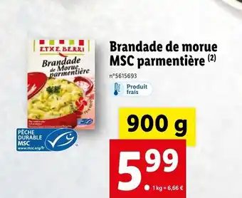 Lidl Brandade de morue MSC parmentière offre