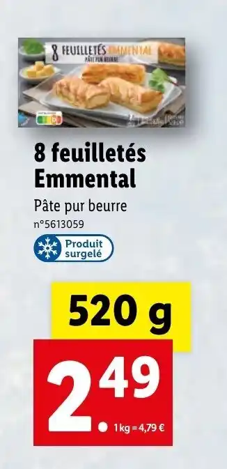 Lidl 8 feuilletés emmental offre