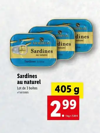 Lidl Sardines au naturel offre