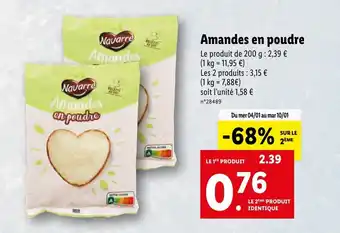 Lidl Amandes en poudre offre