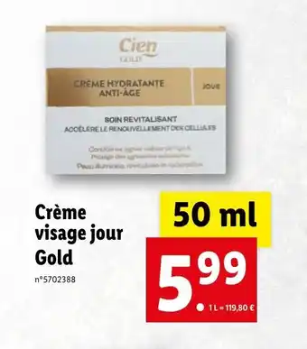 Lidl Crème visage jour gold offre