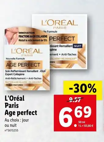 Lidl L'oréal paris age perfect offre