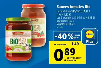 Lidl Sauces tomates bio offre