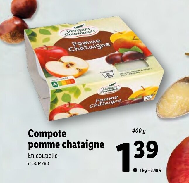 Promo Compote pomme chataigne chez Lidl