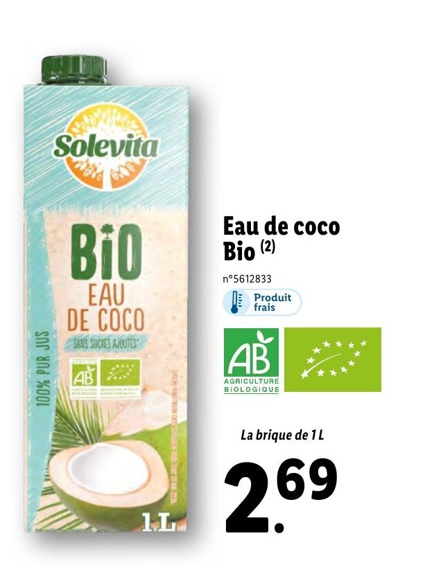 Promo Eau de coco bio chez Lidl