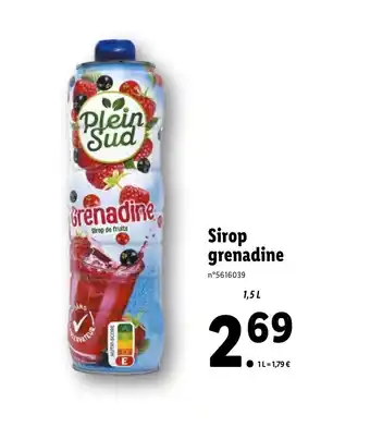Lidl Sirop grenadine offre