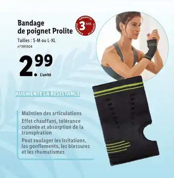 Lidl Bandage de poignet prolite offre
