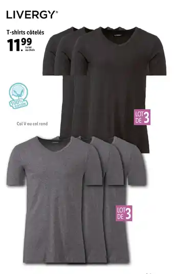 Lidl T-shirts côtelés offre