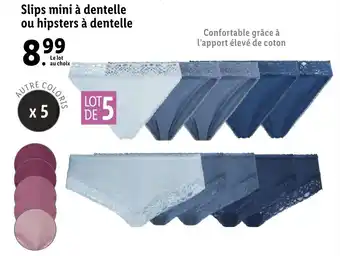 Lidl Slips mini à dentelle ou hipsters à dentelle offre