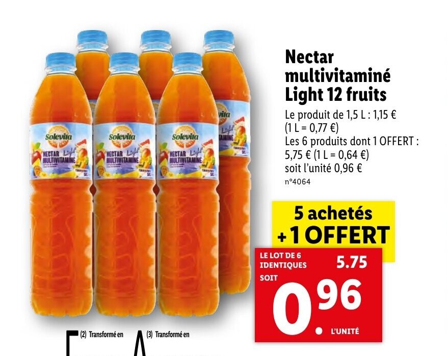 Promo Nectar multivitaminé light 12 fruits chez Lidl
