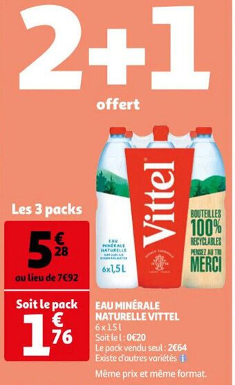 Auchan Eau minérale naturelle vittel offre