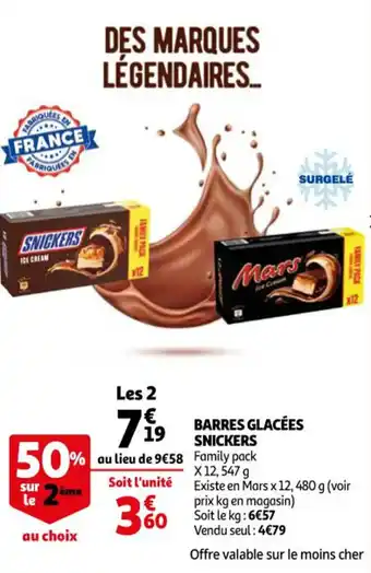 Auchan Barres glacées snickers offre