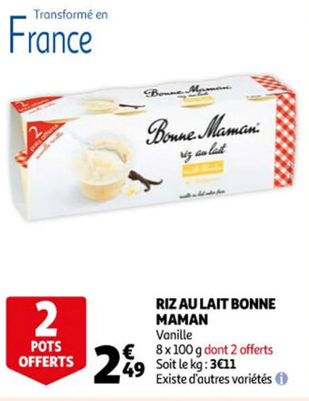 Auchan Riz au lait bonne maman offre