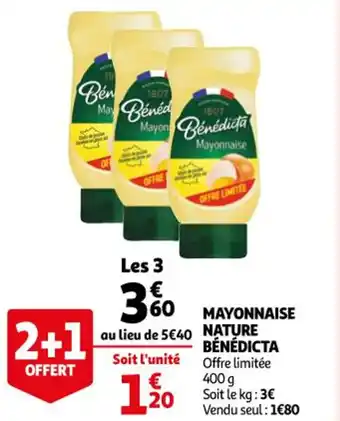 Auchan Mayonnaise nature bénédicta offre
