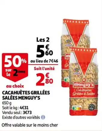 Auchan Cacahuètes grillées salées menguy's offre