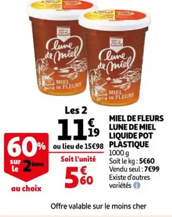 Auchan Miel de fleurs luen de miel liquide pot plastique offre