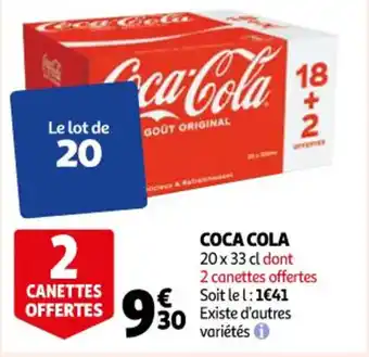 Auchan Coca cola 20 x 33 cl offre