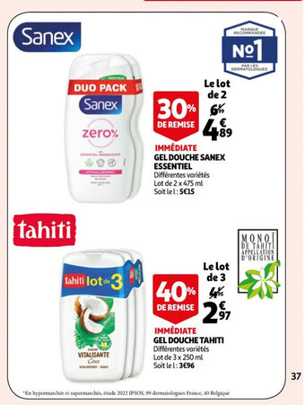 Auchan Gel douche tahiti offre