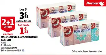 Auchan Mouchoirs blanc soin lotion auchan offre