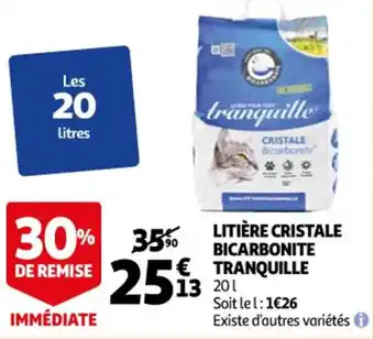 Auchan Litière cristale bicarbonite tranquille offre
