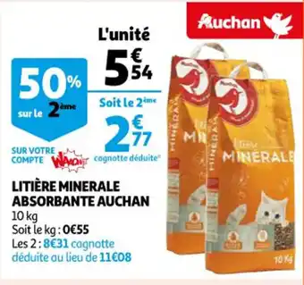 Auchan Litière minerale absorbante auchan offre