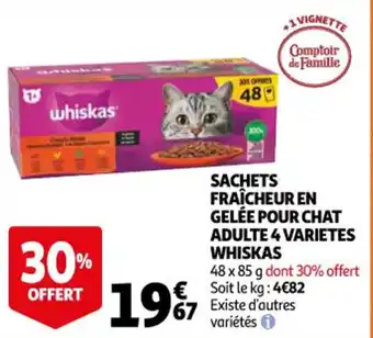 Auchan Sachets fraicheur en gelée pour chat adulte 4 varietes whiskas offre