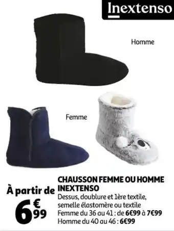 Auchan Chausson femme ou homme inextenso offre