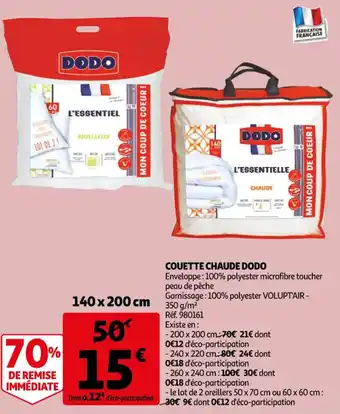 Auchan Couette chaude dodo offre