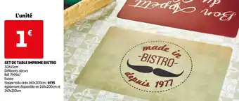 Auchan Set de table imprime bistro offre