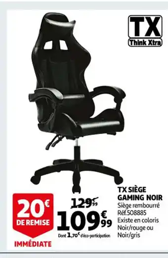 Auchan TX Siege Gaming Noir offre